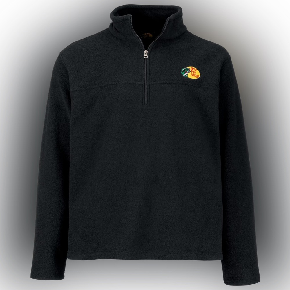 Bass Pro Shops Black Fleece Quarter-Zip Pullover Men’s Logo Outdoor XXL Like New